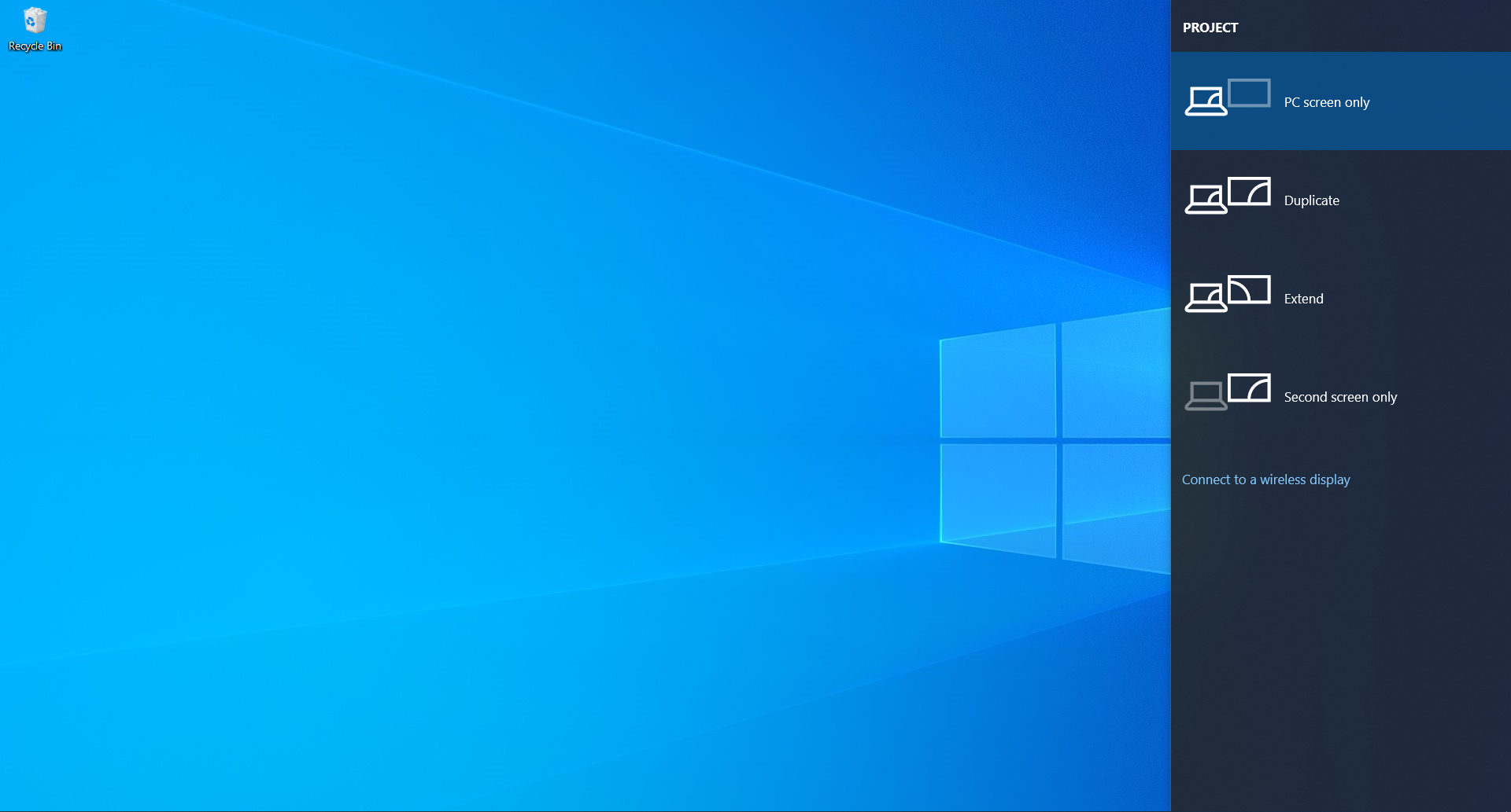 projection settings windows