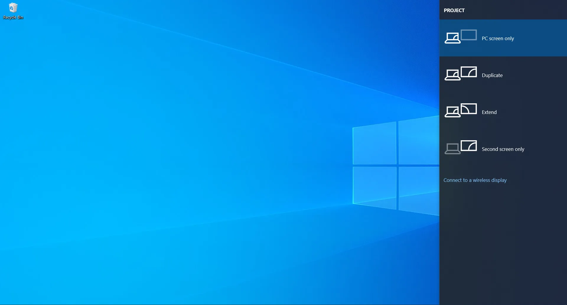 projection settings windows