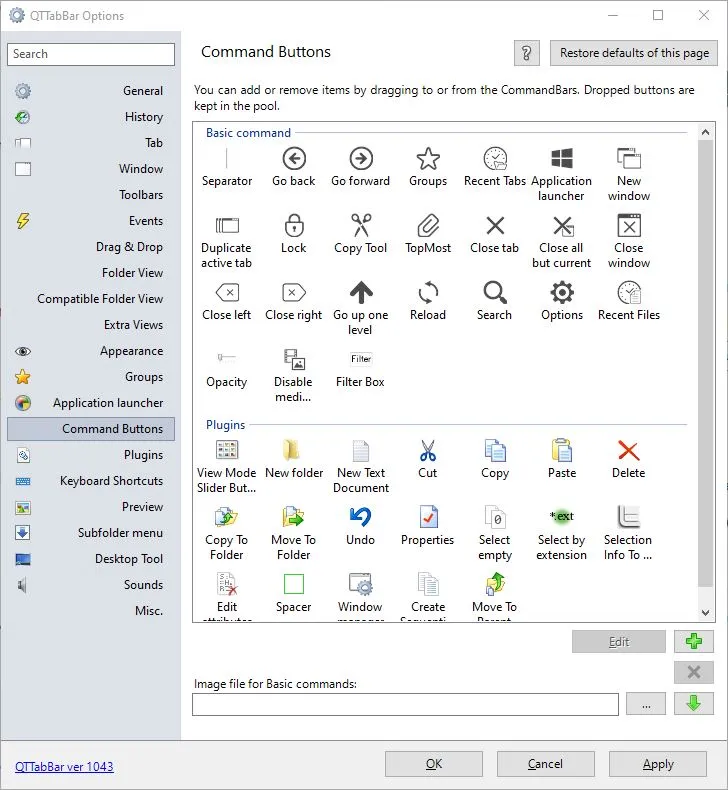 QTTabBar settings panel with customization options