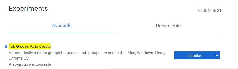 Chrome tab groups with color and minimize controls in the tab strip