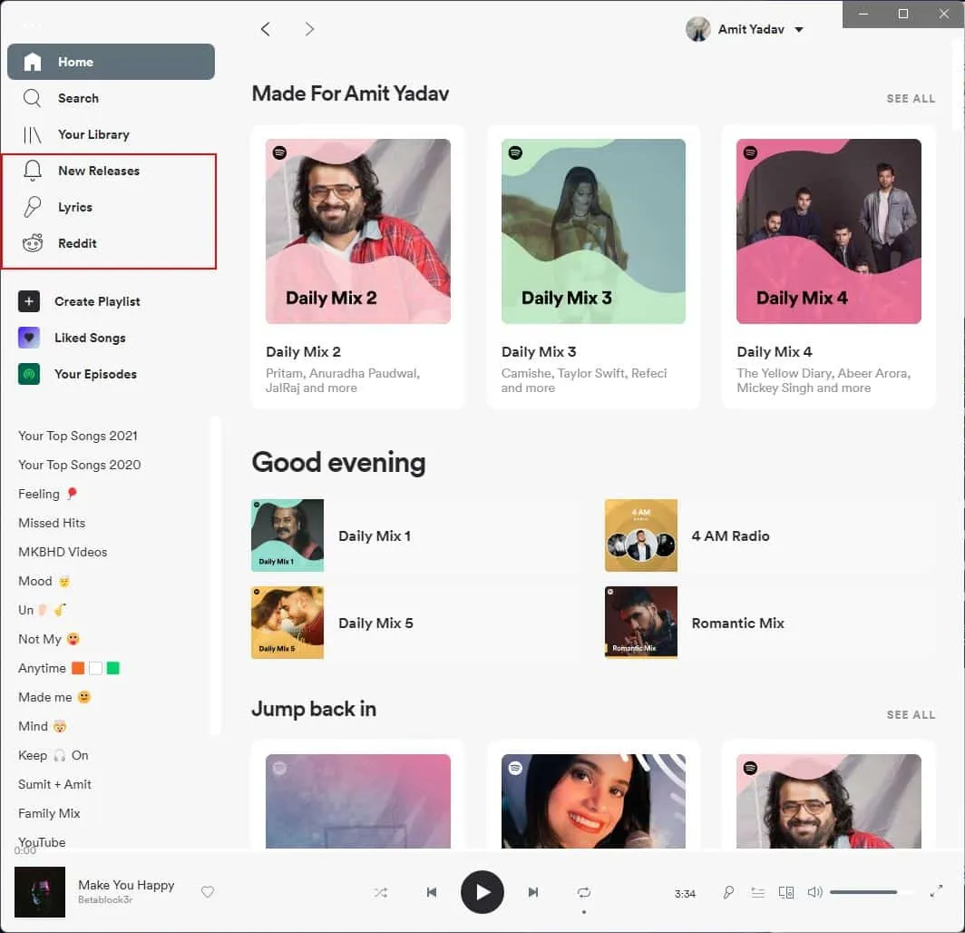 Spotify desktop client with a custom Spicetify theme applied