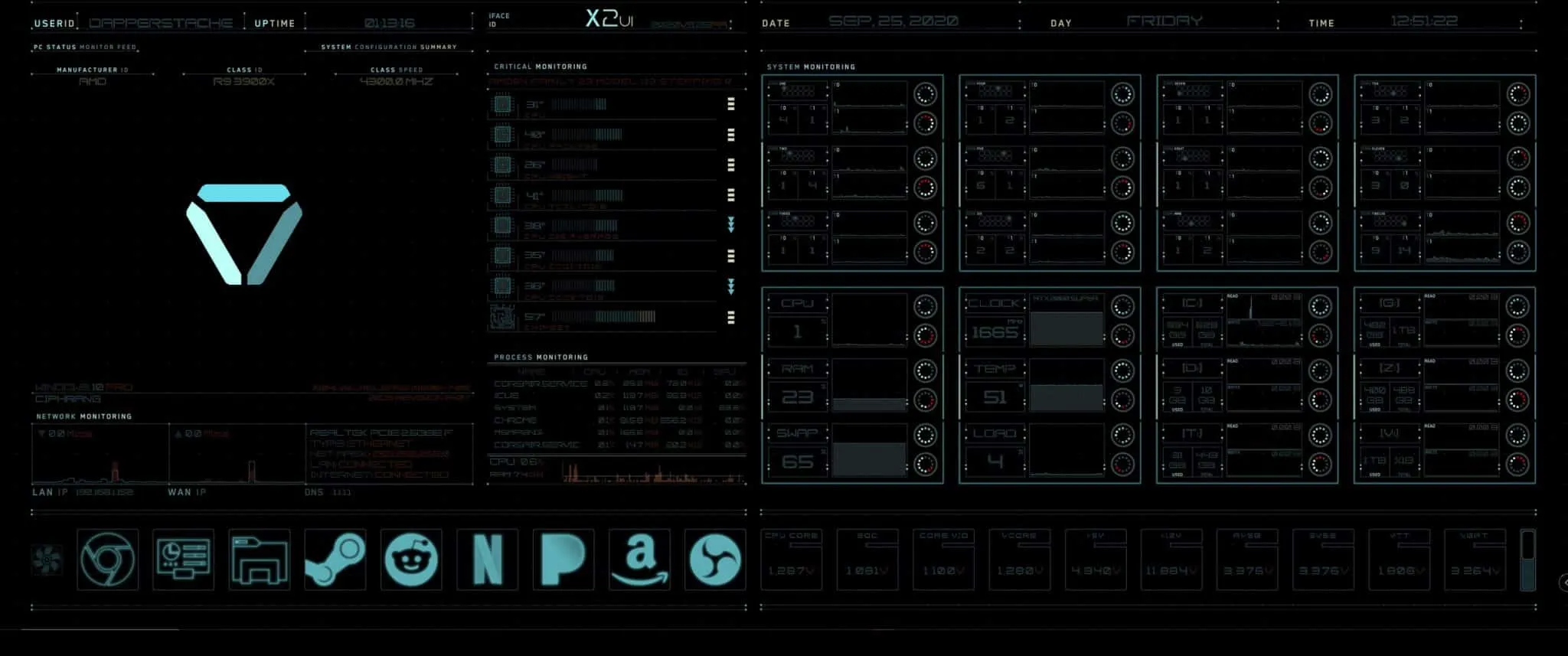 X2ui v3 Rainmeter system monitor skin
