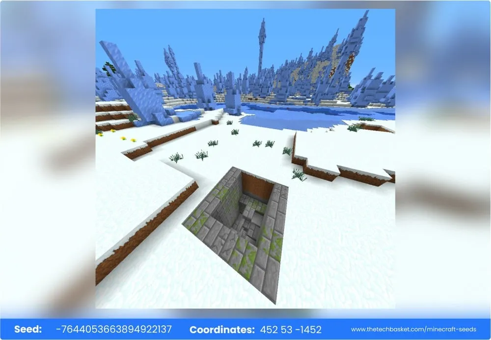 Ice spikes biome with exposed overworld stronghold entrance