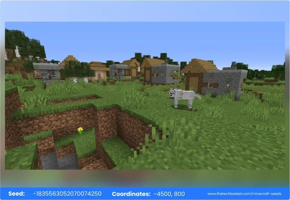 Village with four blacksmith buildings on grassy plains