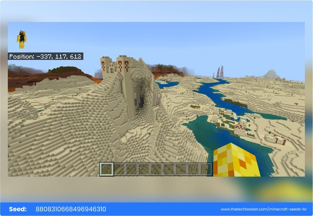 Desert temple on a hill Bedrock seed