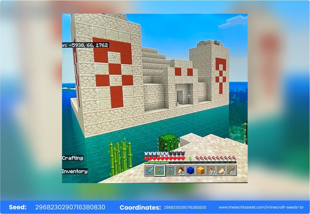 Desert temple in water Bedrock seed
