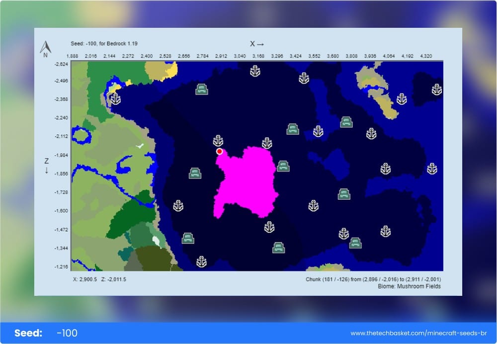 Huge mushroom island Bedrock seed