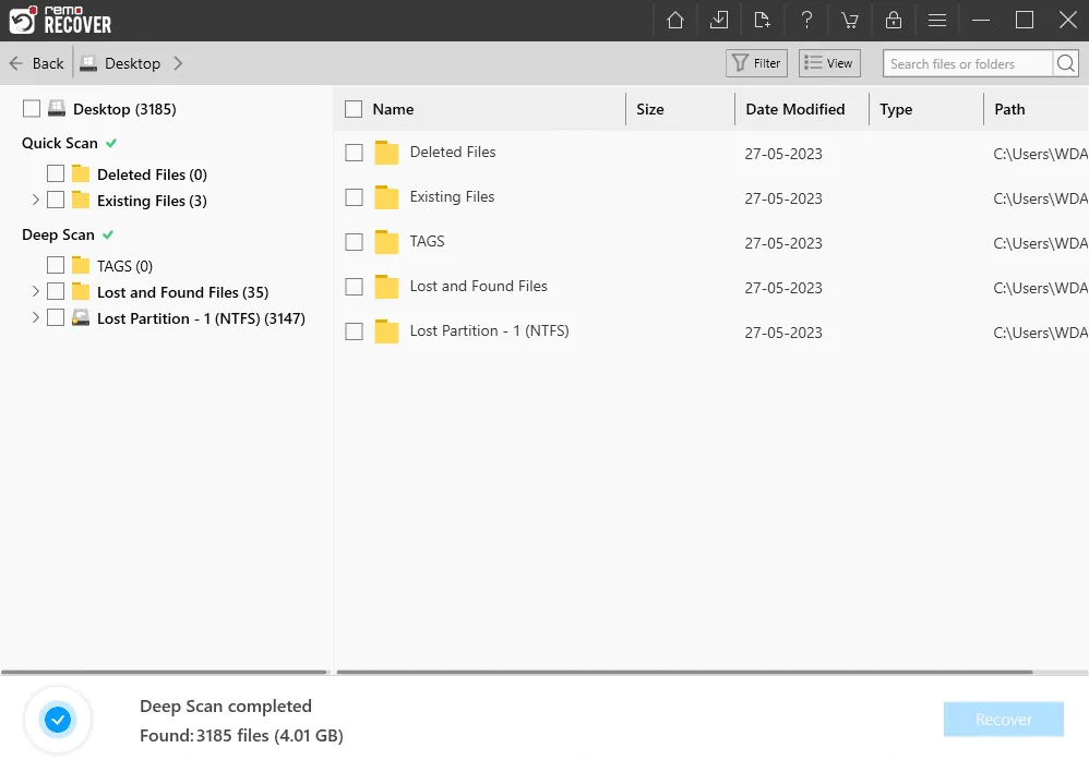 Remo Photo Recovery preview of recoverable photos with selection checkboxes