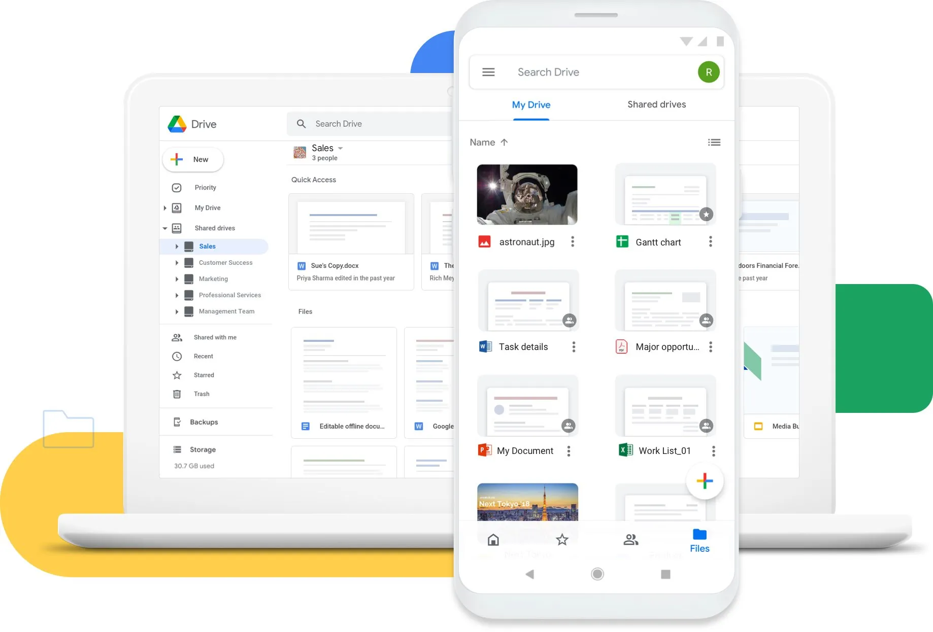 Google Drive interface showing uploaded files and folders