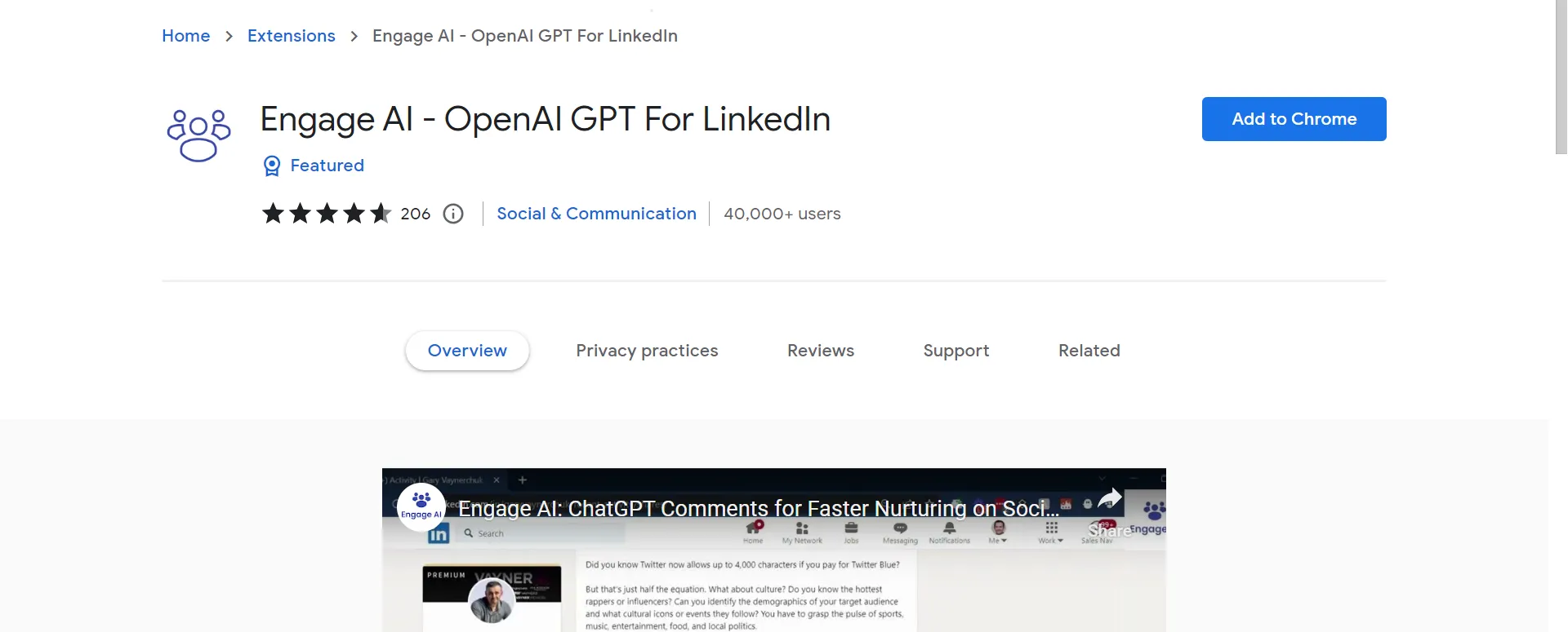 Engage AI generating a LinkedIn comment with tone options