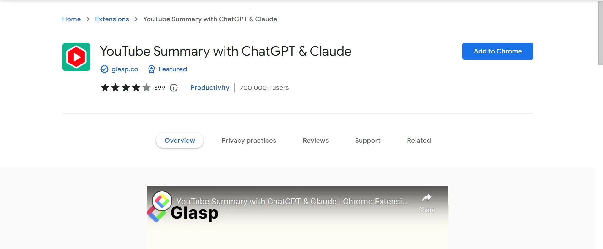 YouTube summary panel generated by ChatGPT beside a video