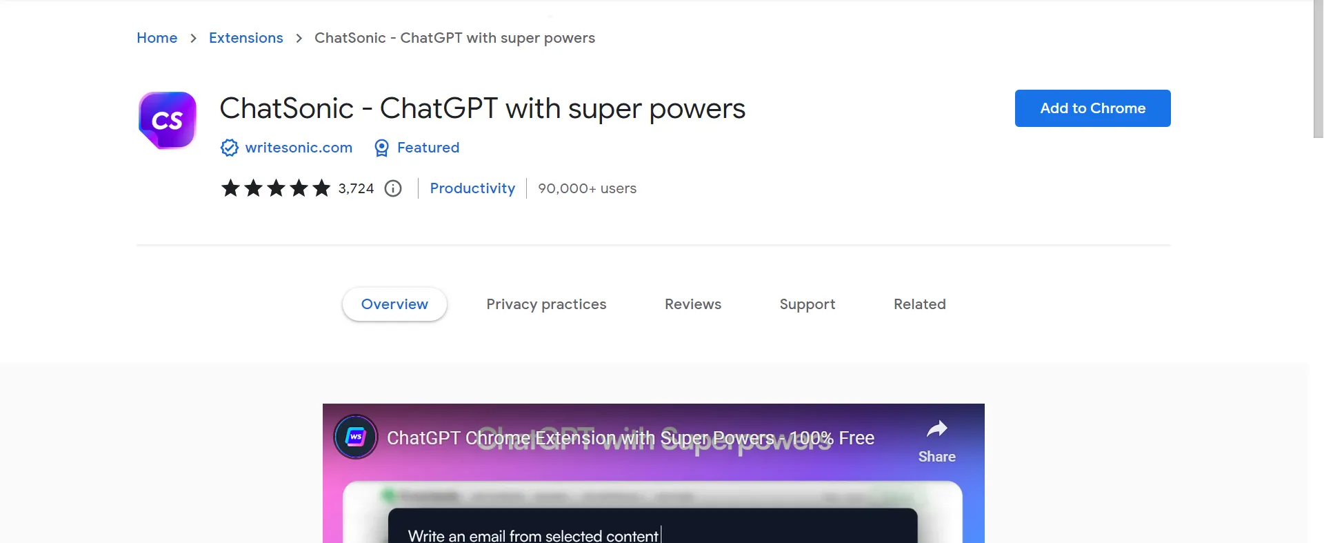 ChatSonic AI writing assistant drafting content in the browser