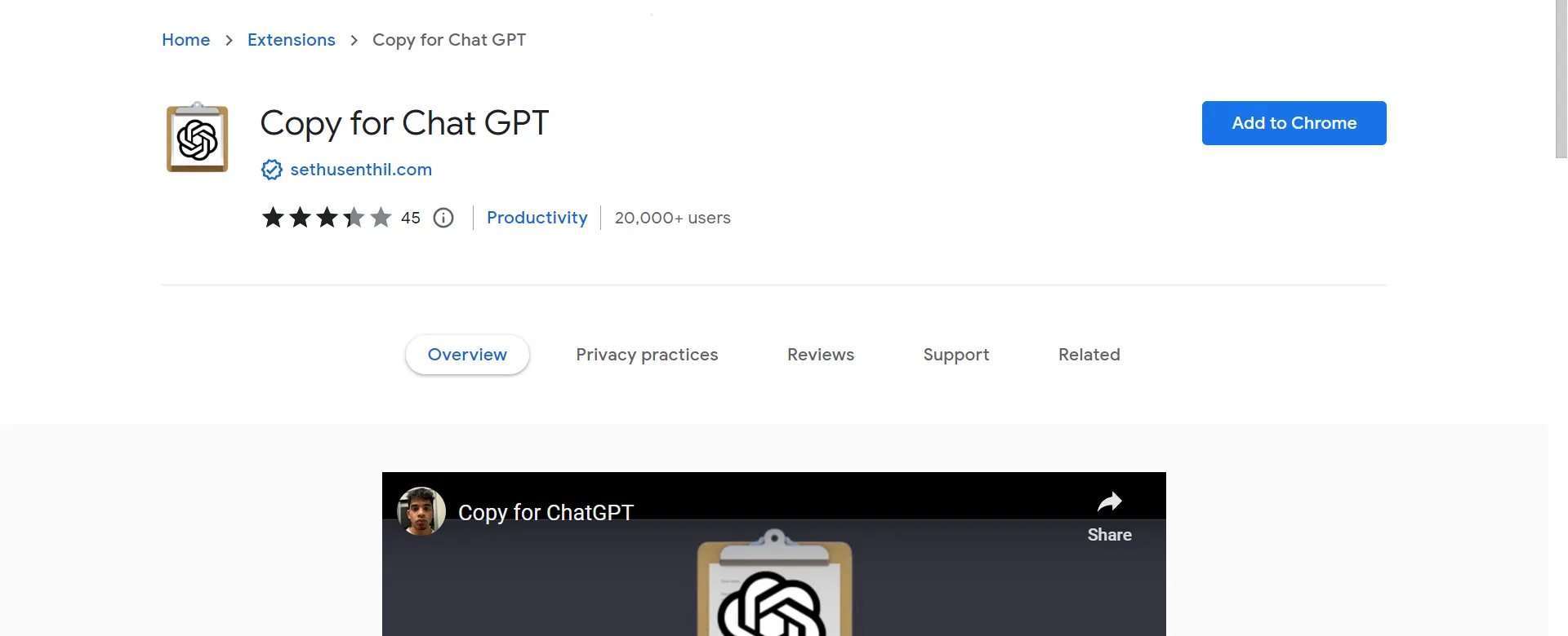 Copy button added next to each ChatGPT response for quick copying