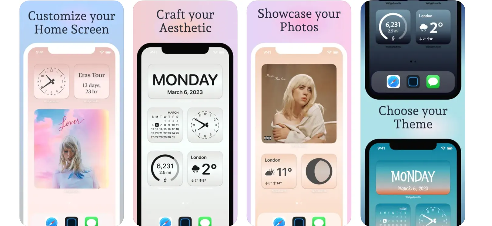 Widgetsmith custom widget configurations on iPhone