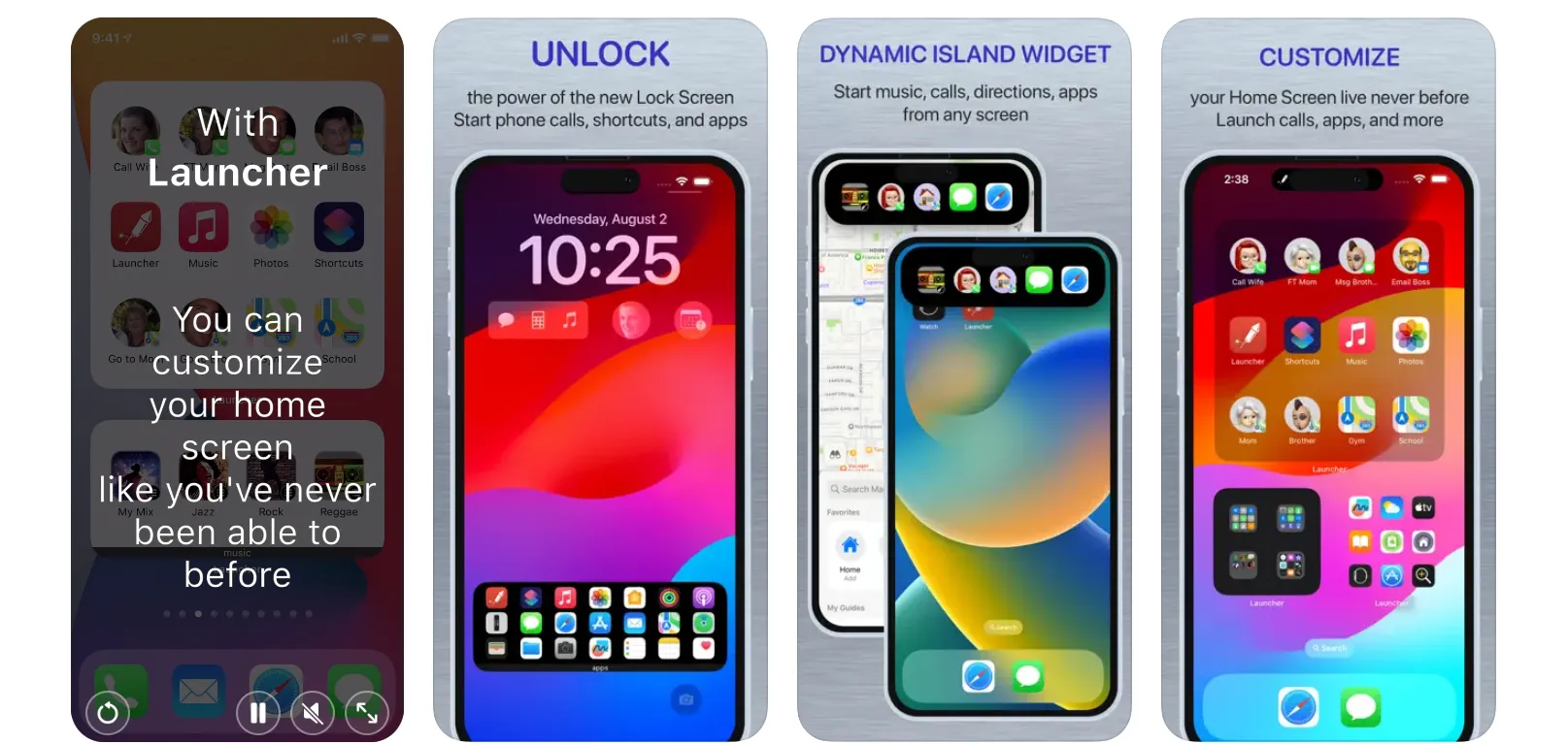 Launcher widget app interface on iPhone home screen