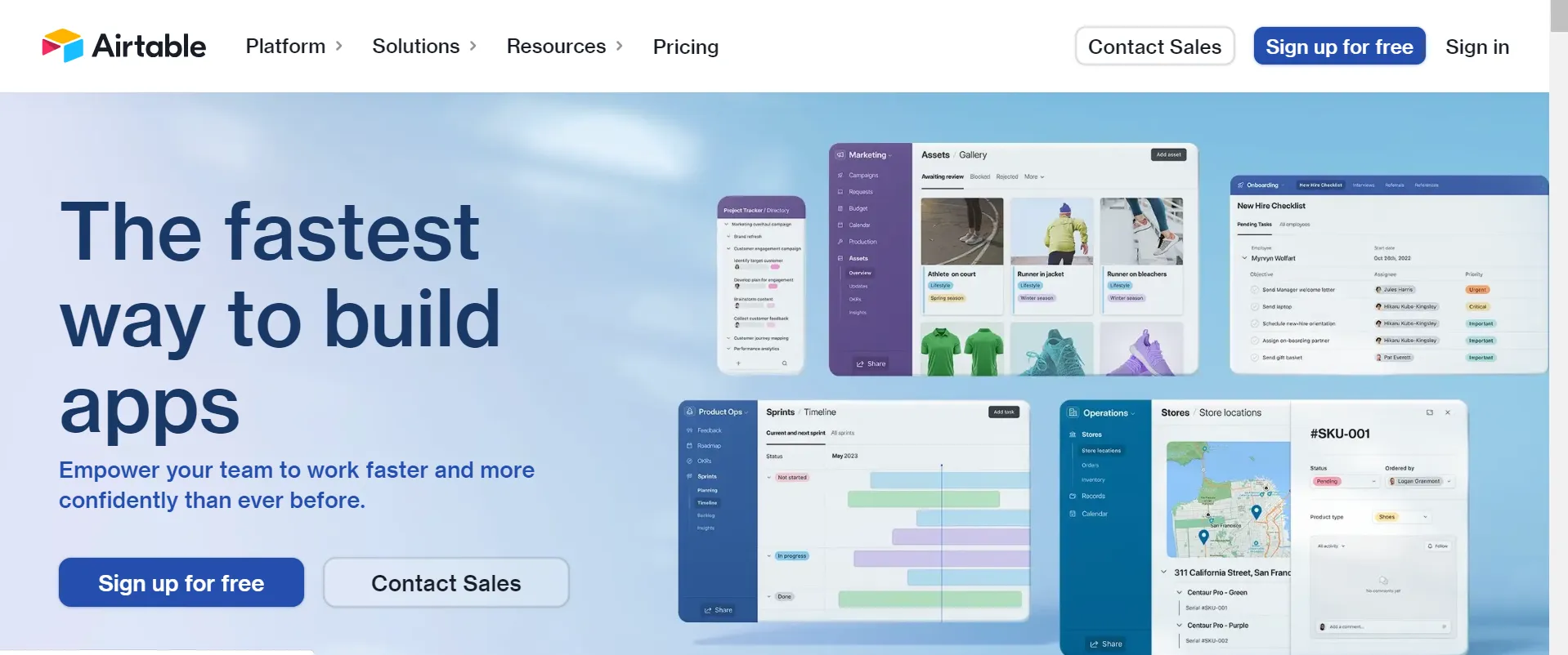 Airtable spreadsheet view with colorful records and field types