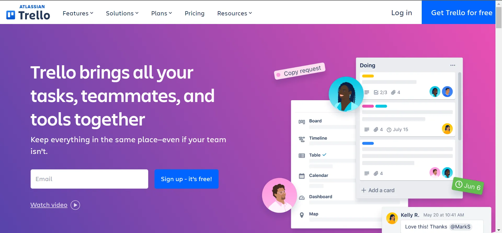 Trello Kanban board with task cards organized in columns