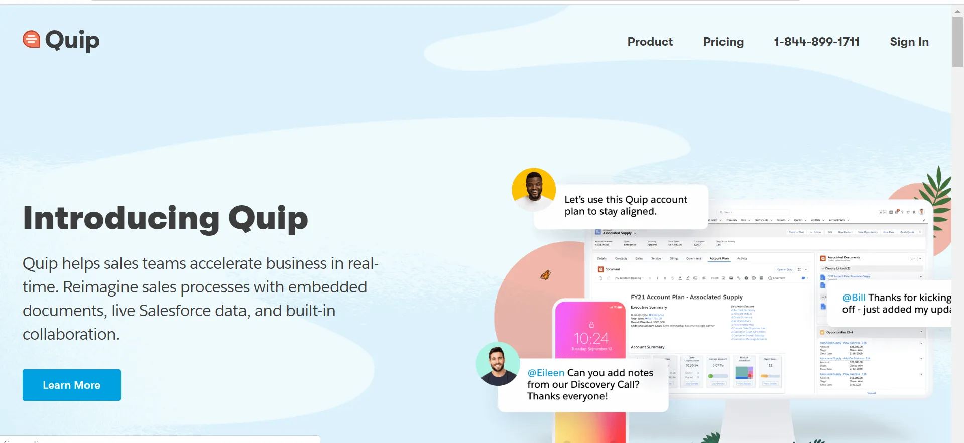Quip collaborative document with embedded spreadsheet and comments