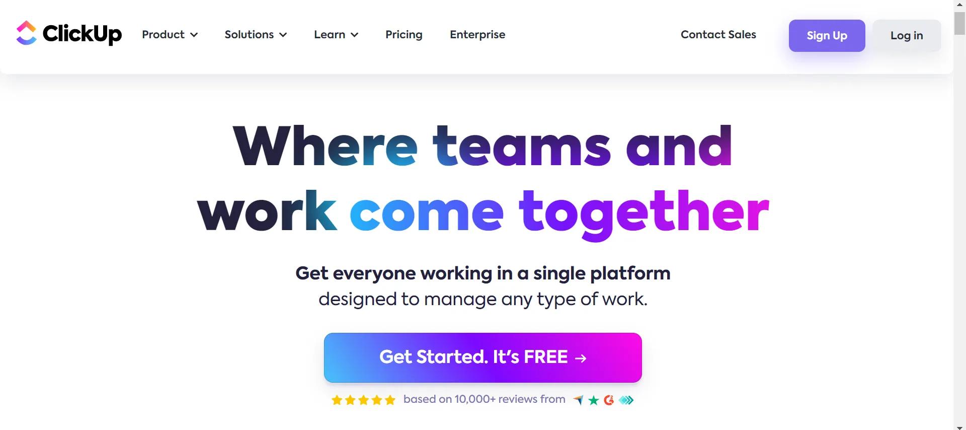 ClickUp task list with custom fields, priorities, and status columns