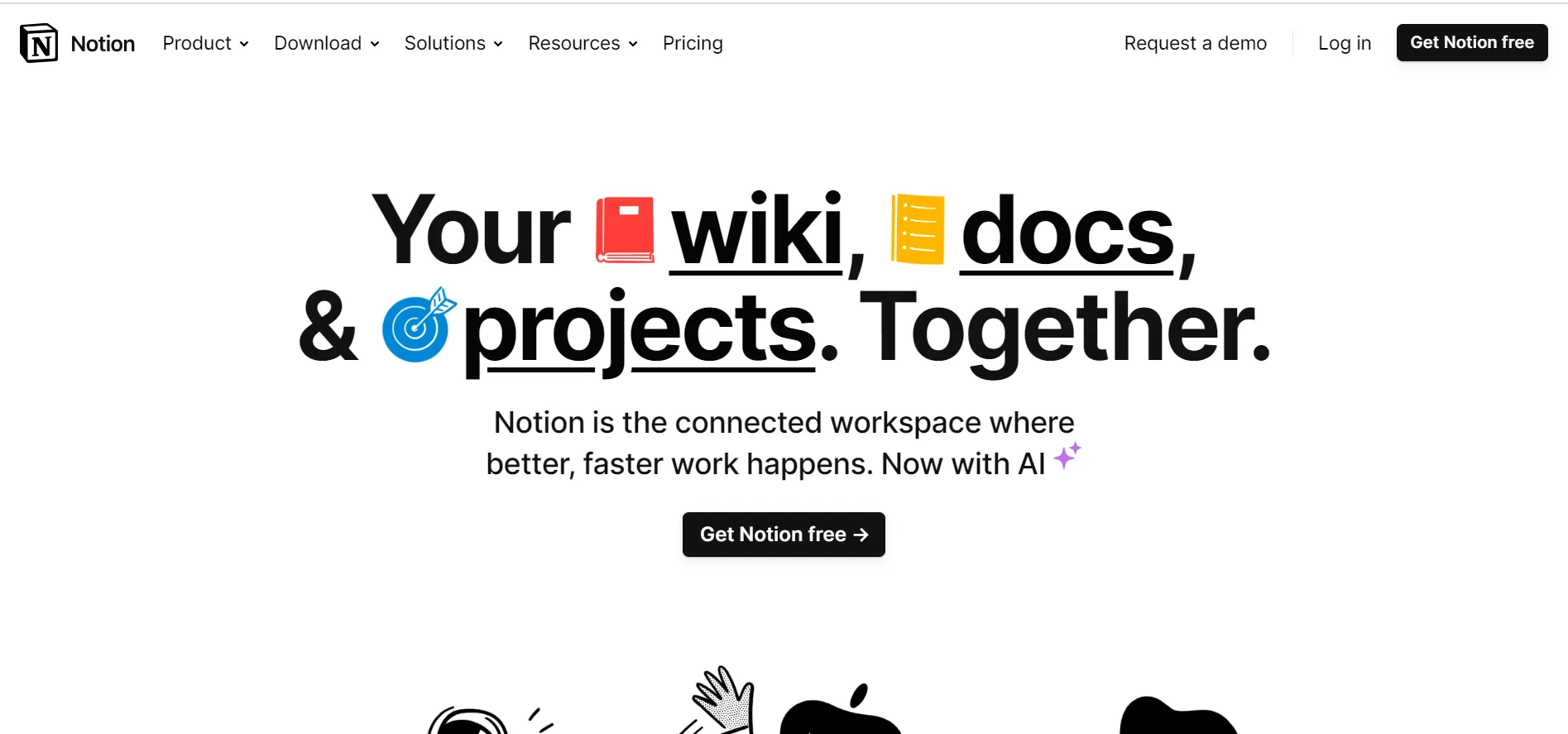 Notion workspace with project pages, databases, and sidebar navigation