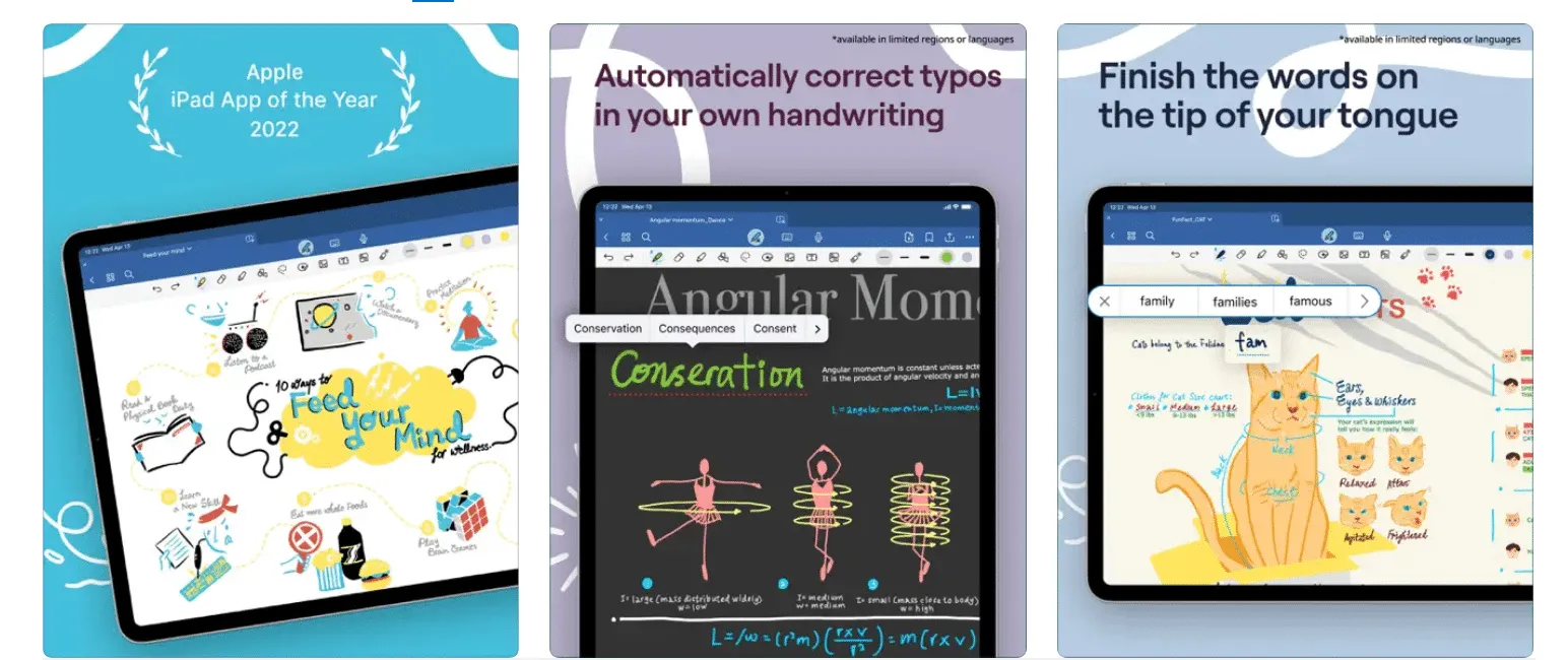 GoodNotes notebook view with folders and tags