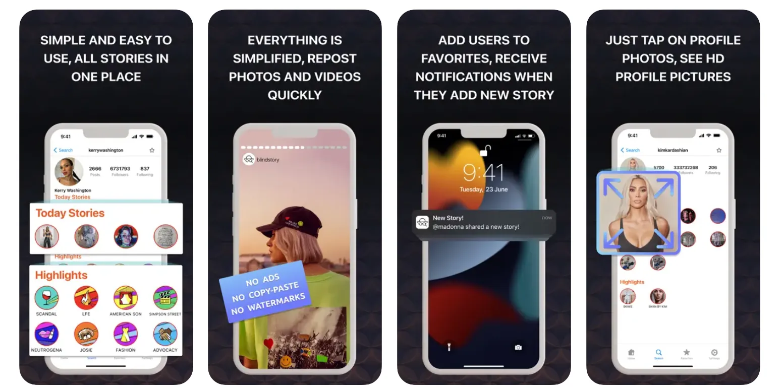 Blind Story app interface for anonymous Instagram story viewing