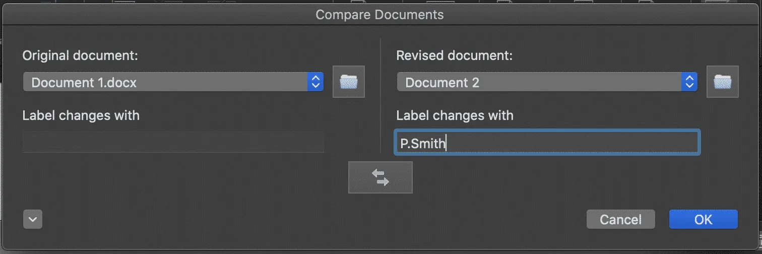 Review tab with Compare and Compare Files options in Microsoft Word