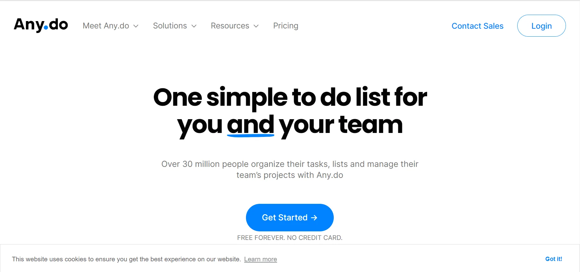 Any.do clean task list interface with smart reminders and calendar