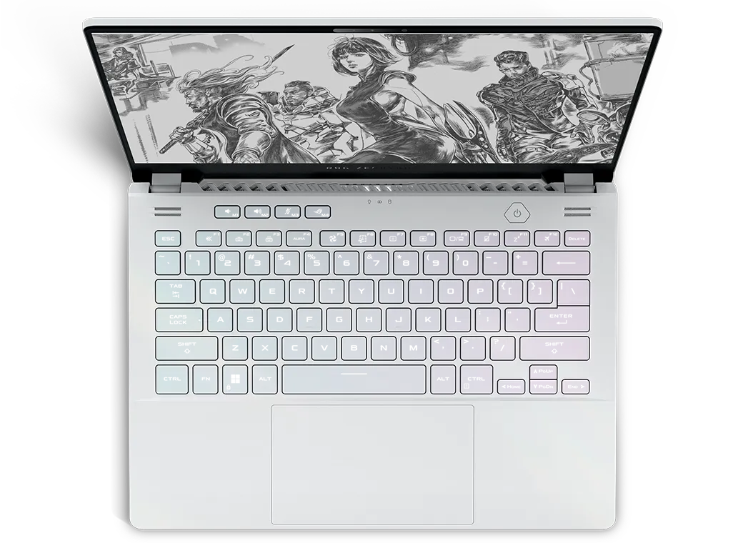 ASUS ROG Zephyrus G14 compact gaming laptop with LED lid