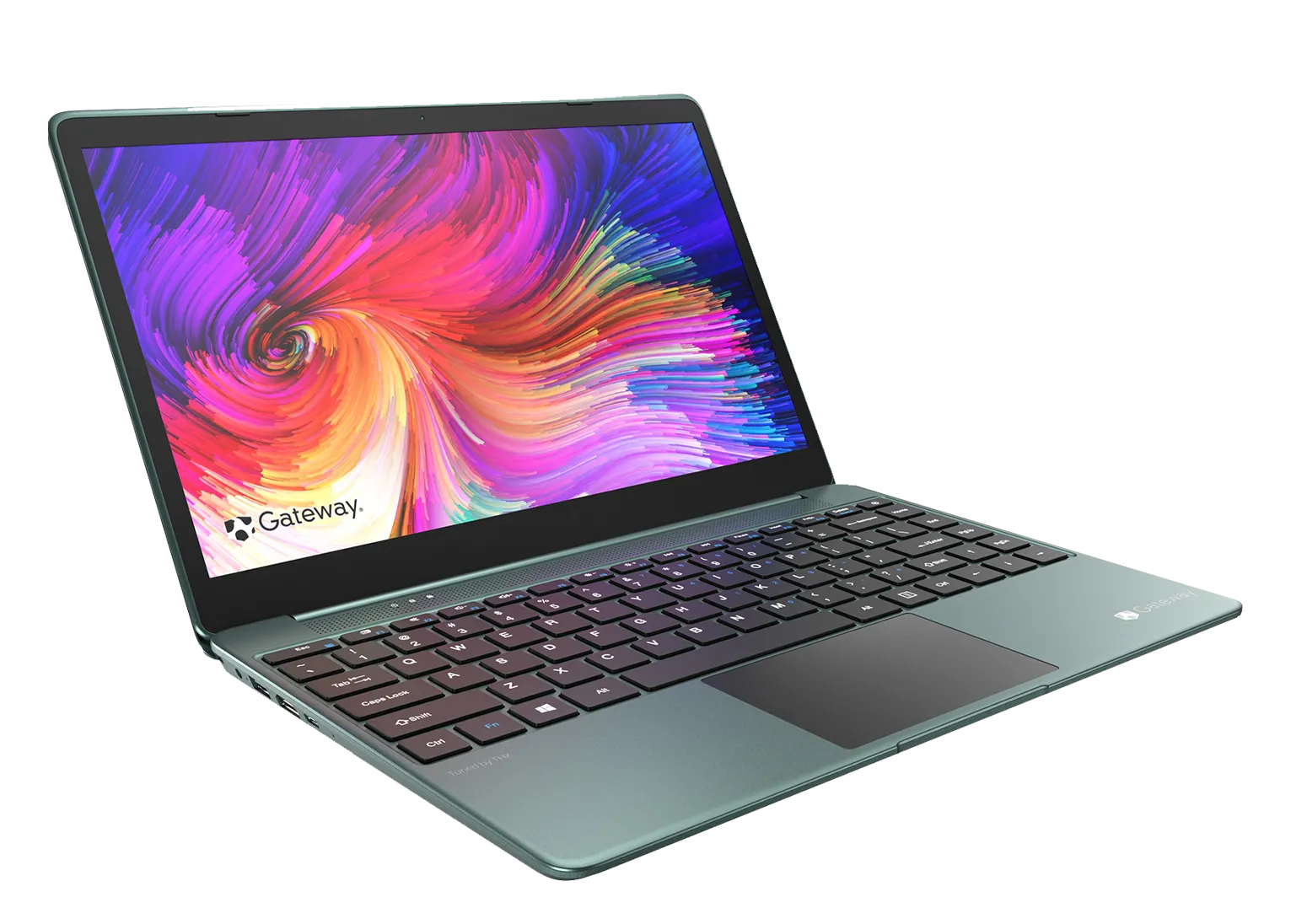 Gateway 14 budget laptop with distinctive cow-spot design