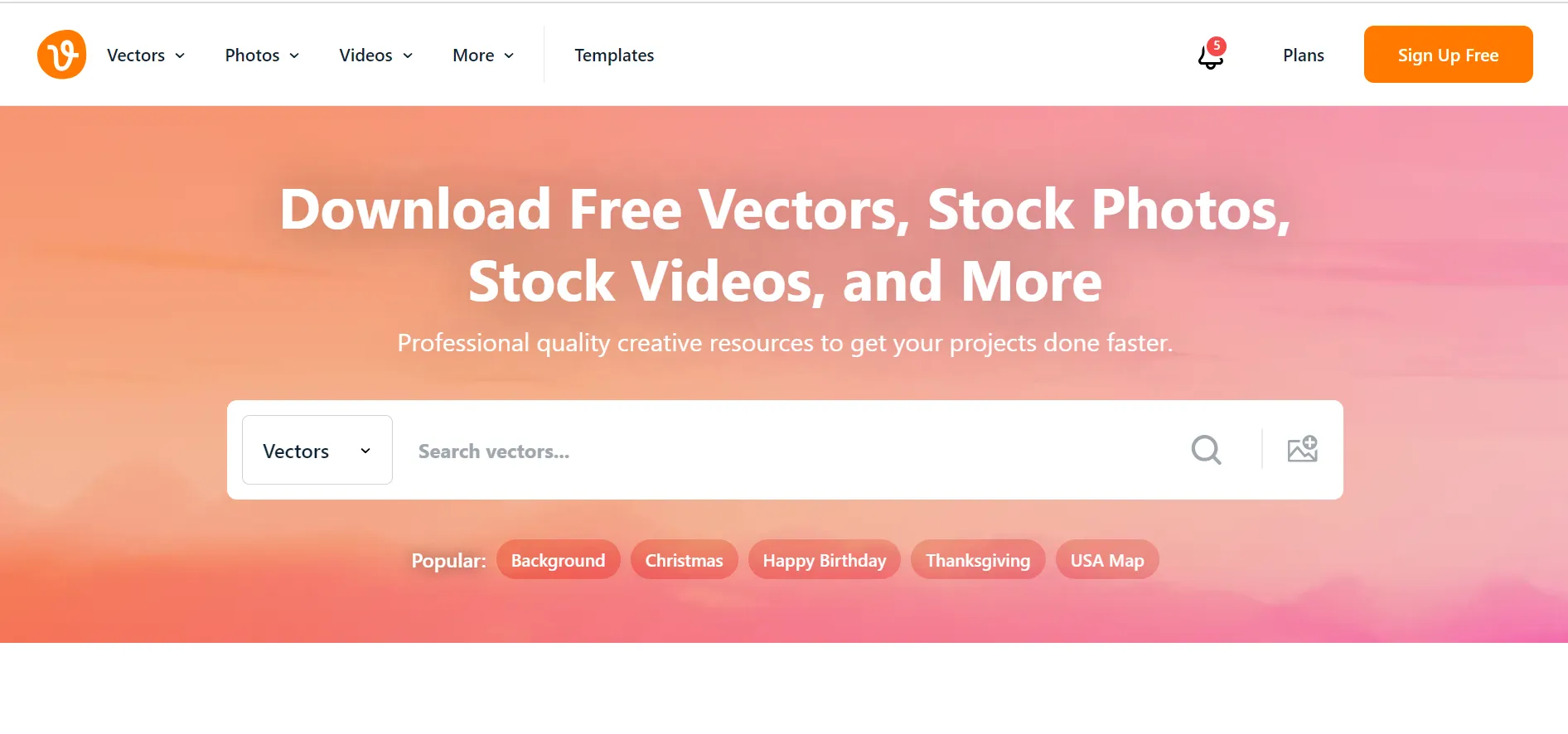 Vecteezy search page with color filter options for stock photos