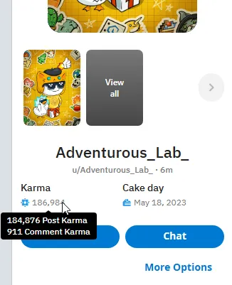 Reddit account karma total display