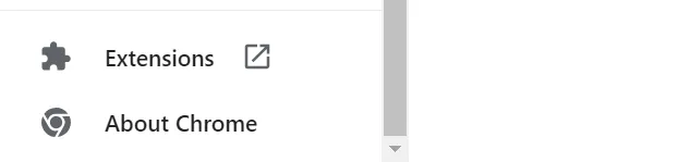 Chrome settings sidebar with Extensions option