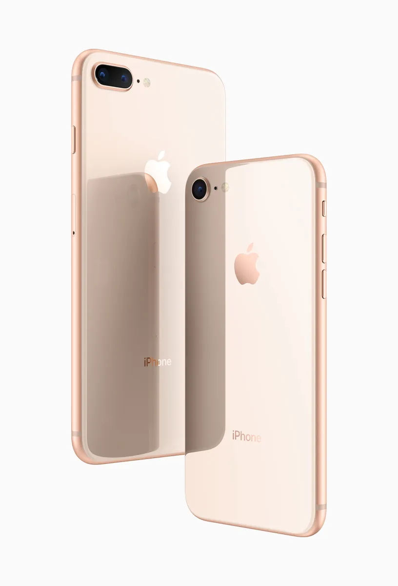 iPhone 8 and 8 Plus with glass back and wireless charging