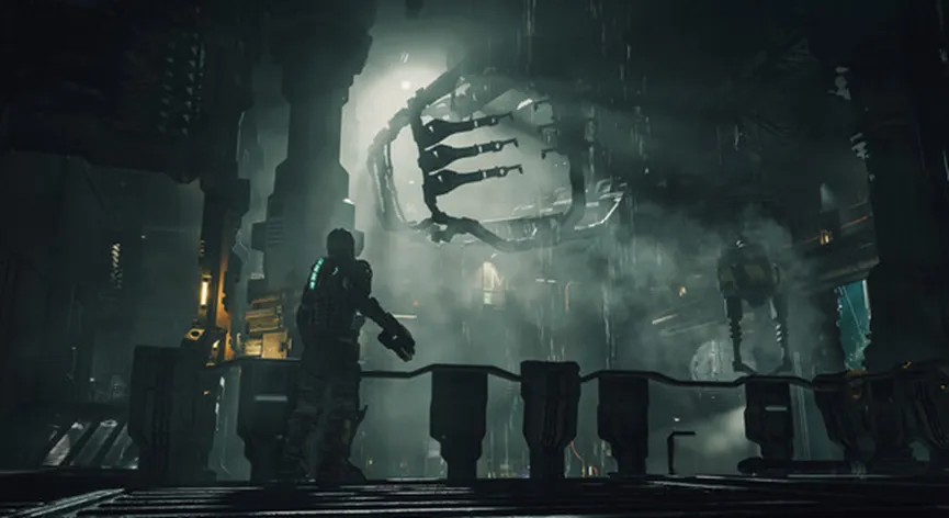 Dead Space Isaac Clarke battling Necromorphs aboard the USG Ishimura