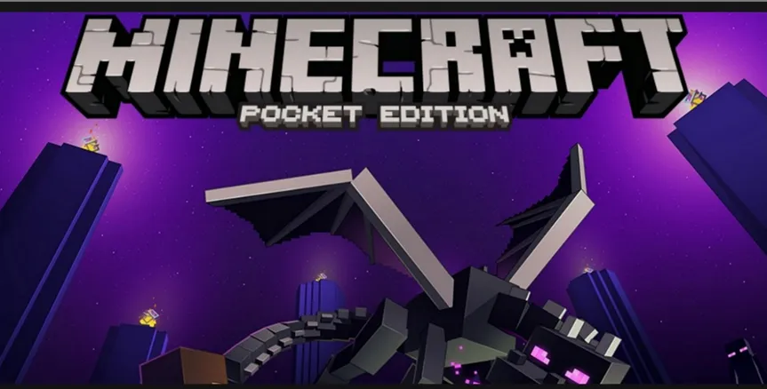 Minecraft Pocket Edition blocky landscape in survival mode