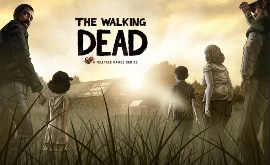The Walking Dead game scene with Clementine in a post-apocalyptic setting