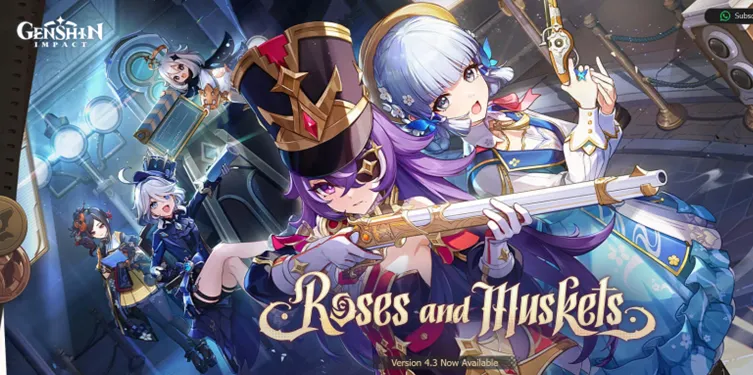 Genshin Impact open-world landscape of Teyvat with anime-style characters