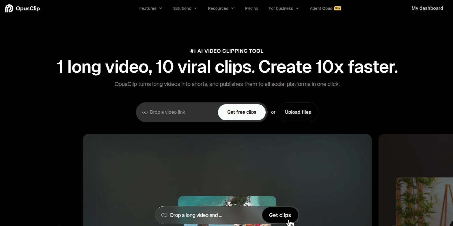 OpusClip AI interface generating Short clips from a video