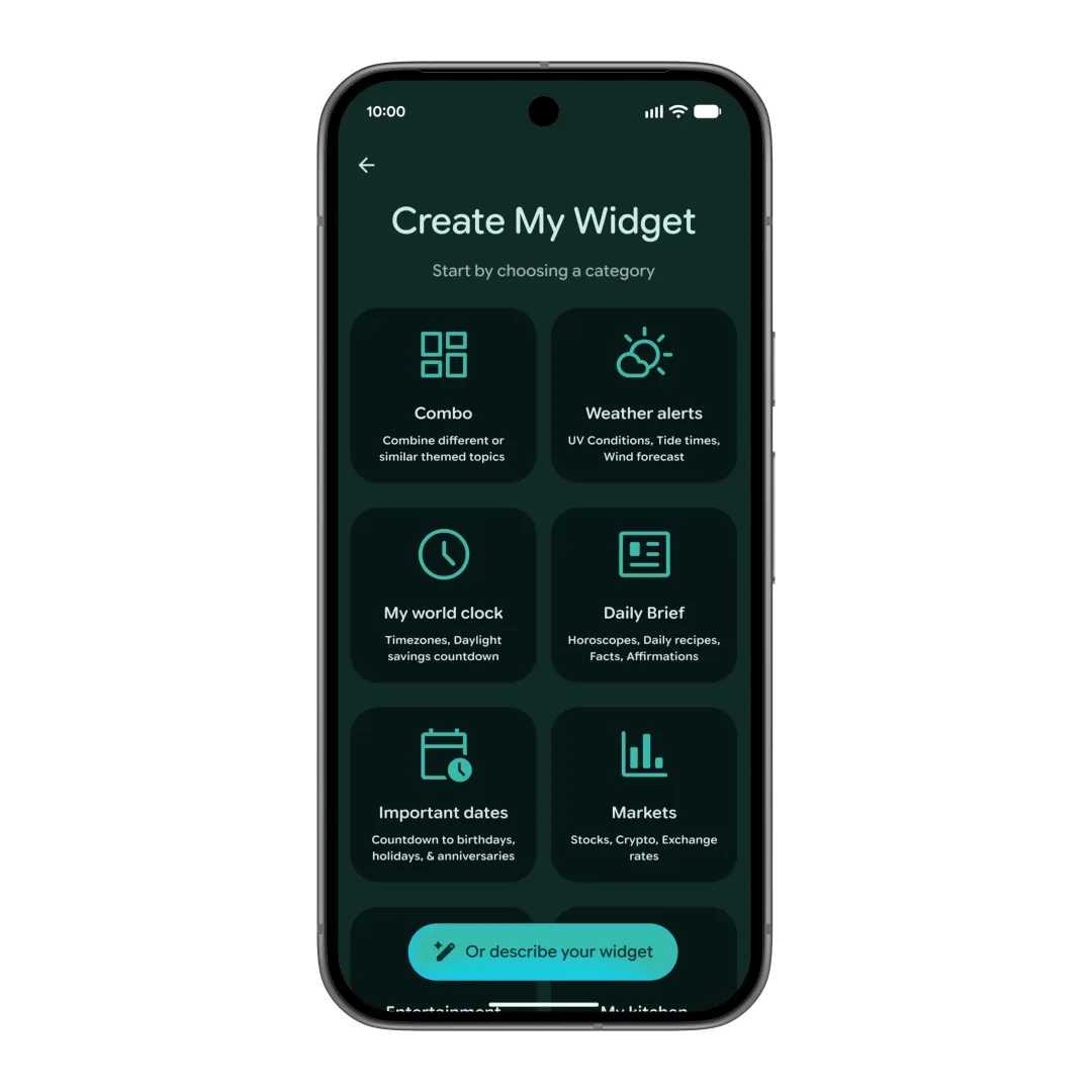 Create My Widget dialog with a custom travel countdown on home screen