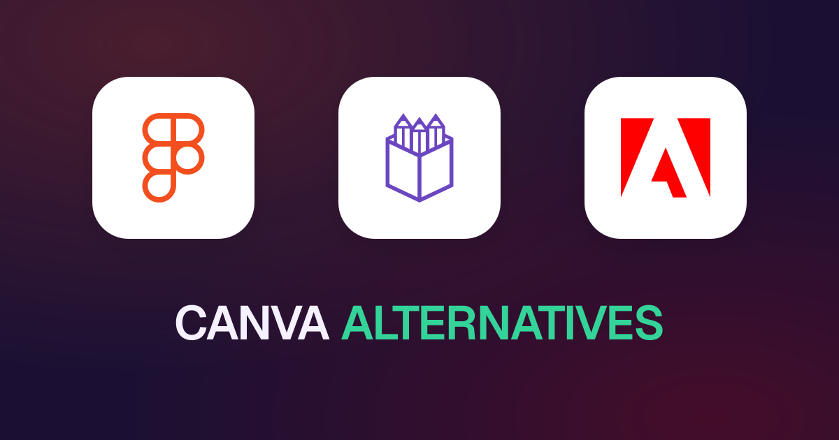 Figma, Penpot and Adobe logos above the words Canva alternatives