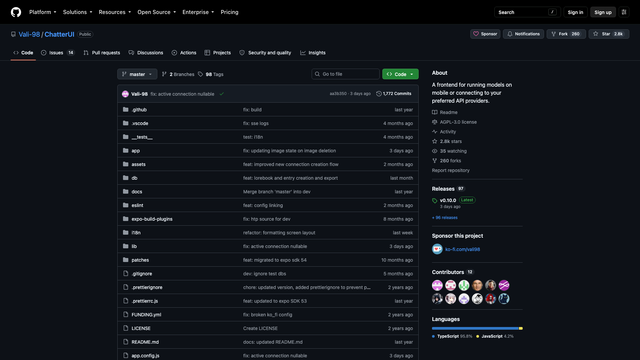 ChatterUI repository page on GitHub