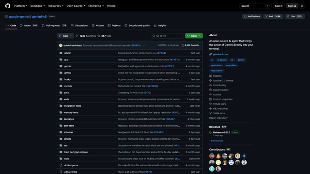 Gemini CLI GitHub repository page