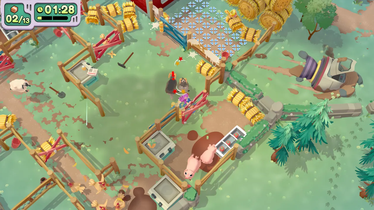 Moving Out 2 top-down level with movers carrying furniture