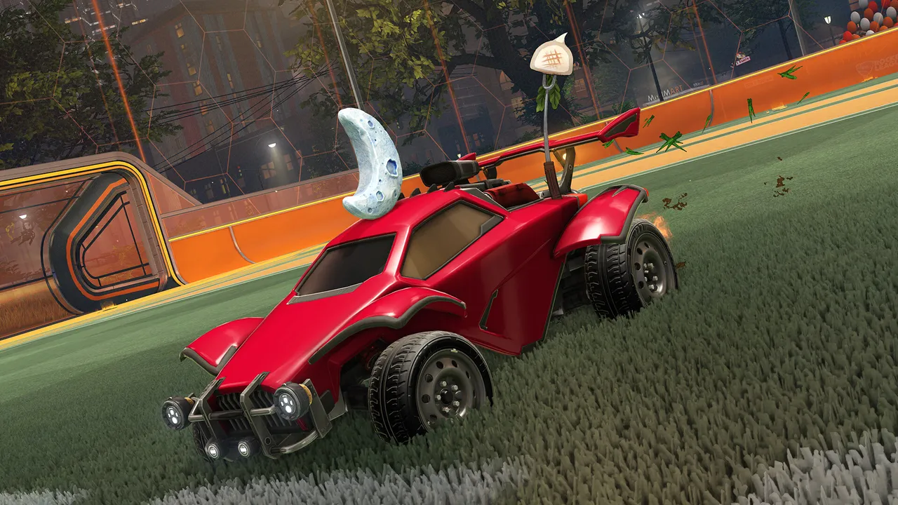 Rocket League car driving across the pitch
