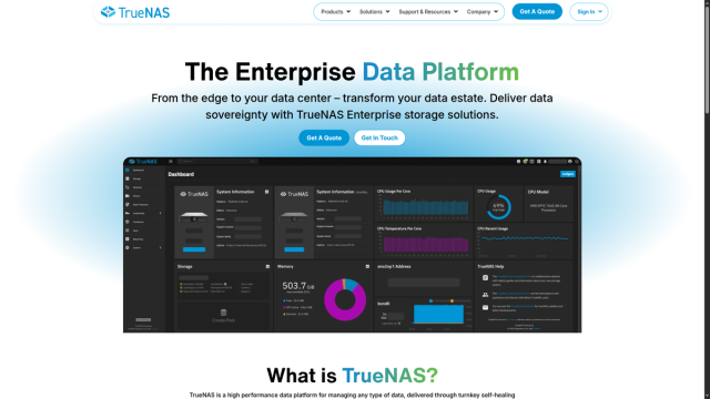 TrueNAS website homepage