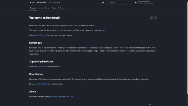 Headscale website homepage