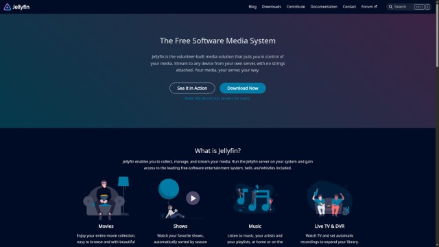 Jellyfin website homepage