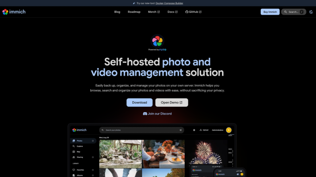 Immich website homepage