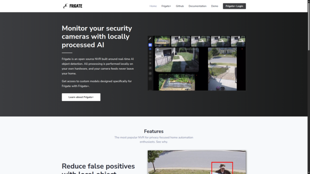 Frigate website homepage